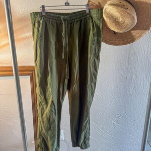J. Crew Point Sur Olive Green Linen Blend Trousers